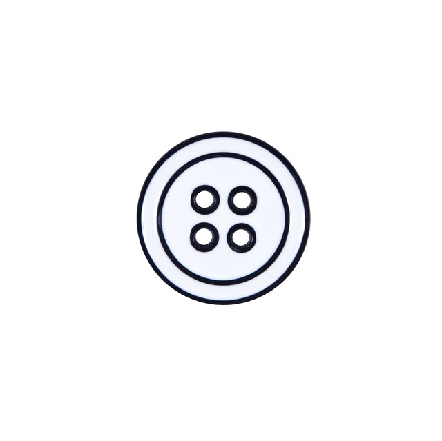 Italian Navy and White Plastic Button - 24L/15mm