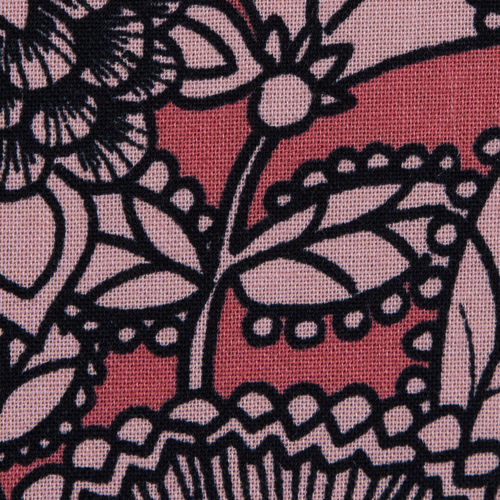 Mauve Ghastlie Gardenia Printed Cotton Woven - Detail