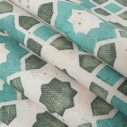 Spa Blue/Green Geometric Floral Outdoor Canvas - Folded