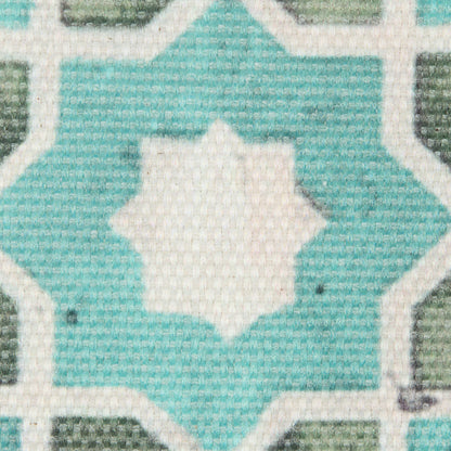 Spa Blue/Green Geometric Floral Outdoor Canvas - Detail