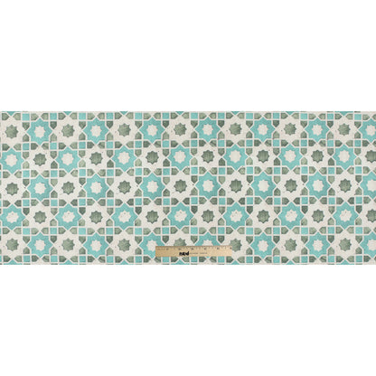 Spa Blue/Green Geometric Floral Outdoor Canvas - Full