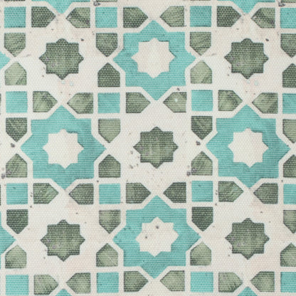 Spa Blue/Green Geometric Floral Outdoor Canvas