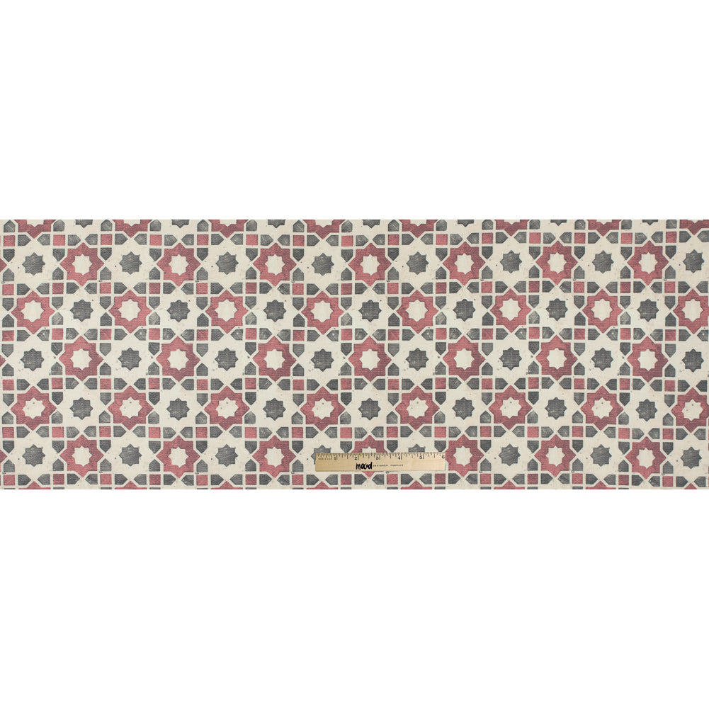 Rose/Green/Yellow Geometric Floral Outdoor Canvas - Full