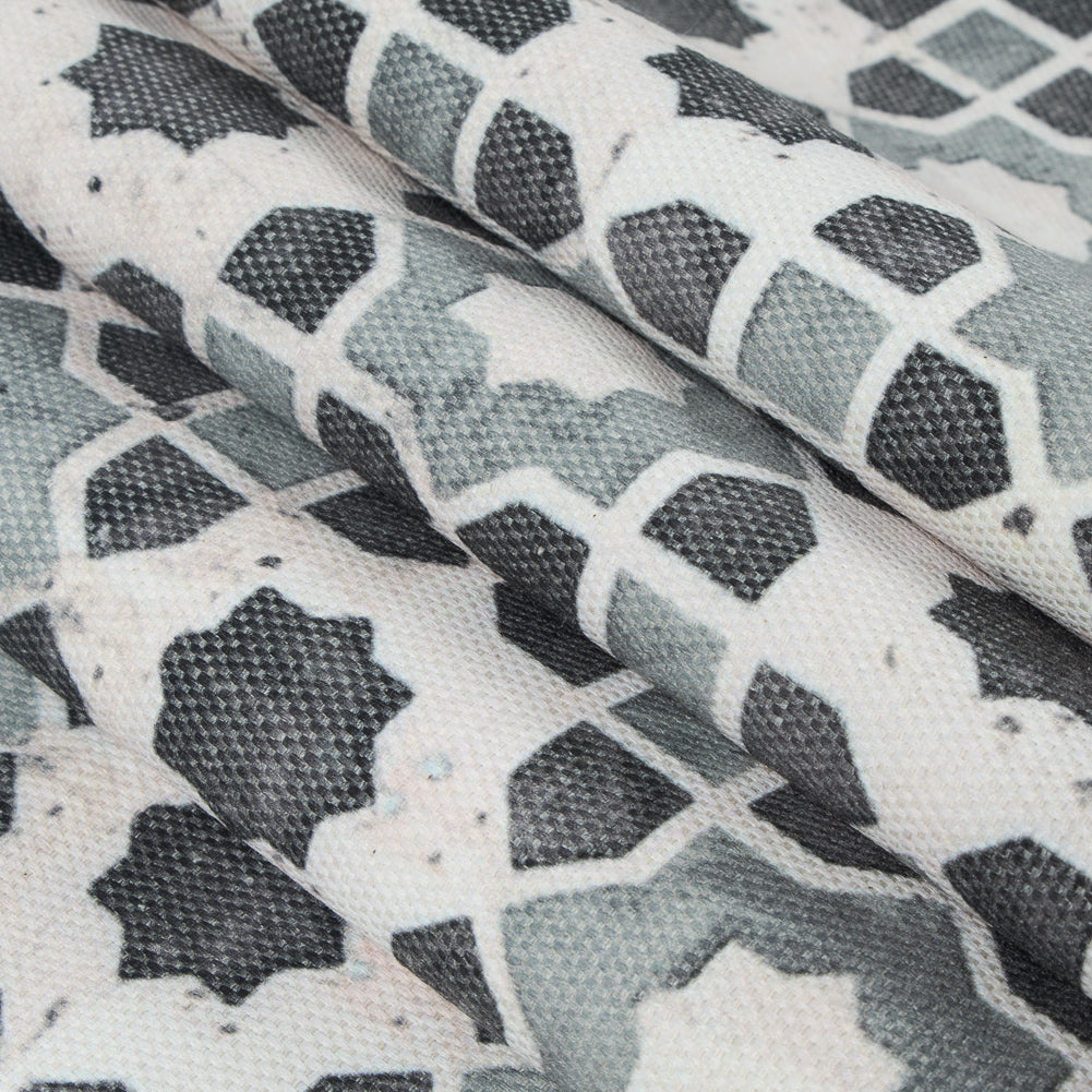 Stone Geometric Floral Outdoor Canvas - Folded