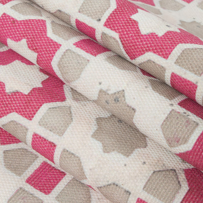 Pink/Beige Geometric Floral Outdoor Canvas Folded