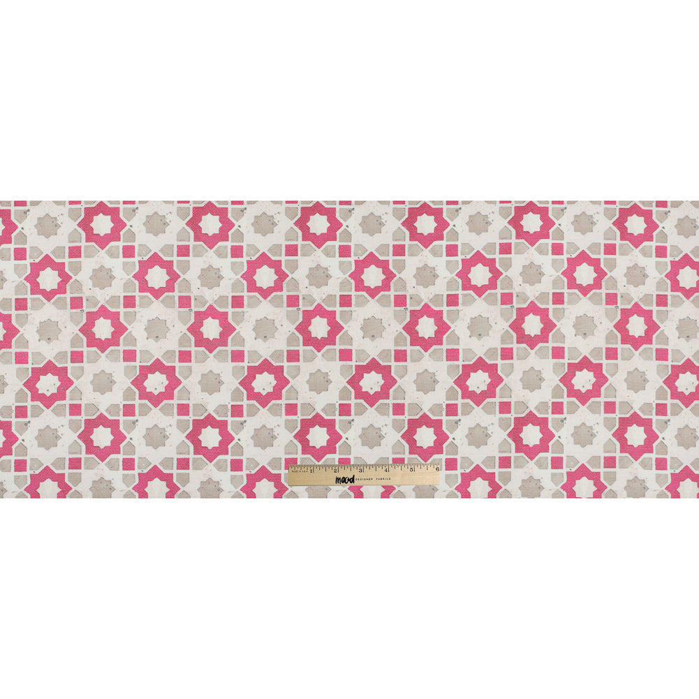 Pink/Beige Geometric Floral Outdoor Canvas Full