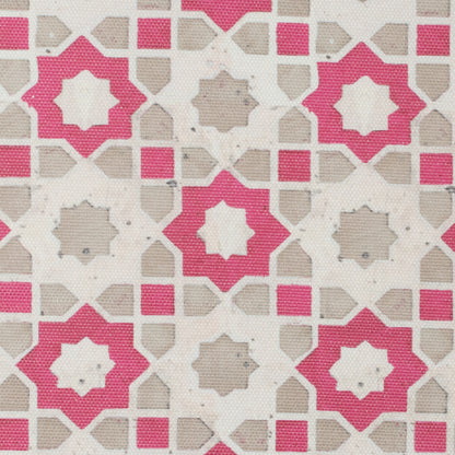 Pink/Beige Geometric Floral Outdoor Canvas