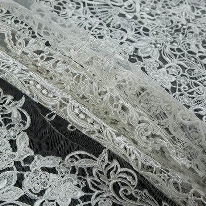 Off-White Floral Embroidered Lace - Folded
