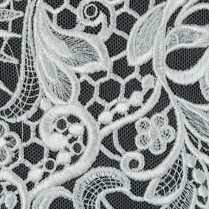 Off-White Floral Embroidered Lace - Detail