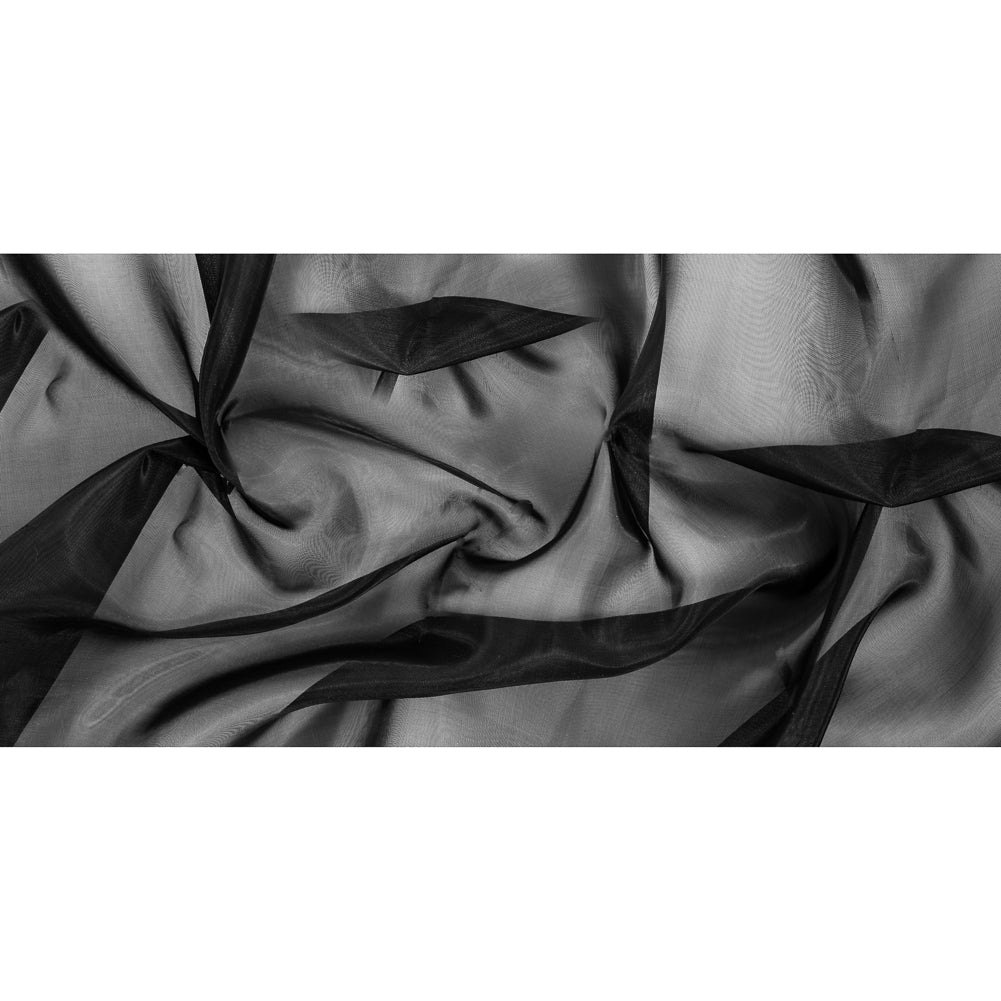 Black Stiff Polyester Organdy - Folded