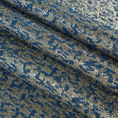 Metallic Gold and Blue Abstract Jacquard Detail