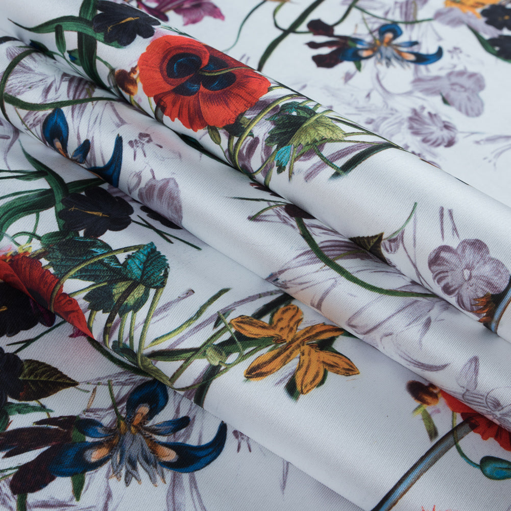Colorful Flowers Digitally Printed on a Premium Mikado/Twill Detail