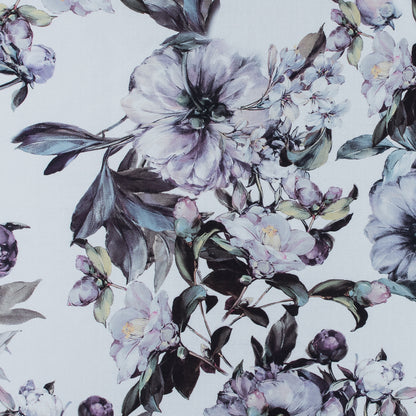White and Evening Haze Digitally Printed Flowers on a Premium Mikado/Twill