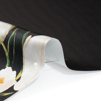 Black and Whisper White Digitally Printed Flowers on a Premium Mikado/Twill - Folded