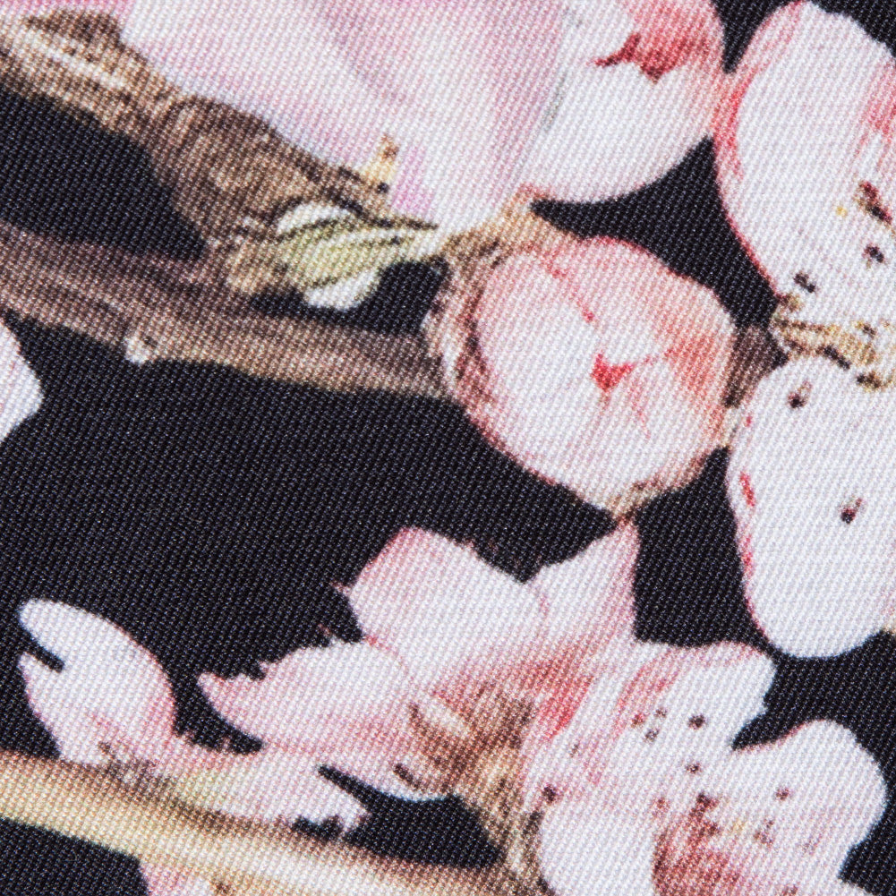 Roses, Hummingbirds and Butterflies Digitally Printed on a Black Premium Mikado/Twill Full