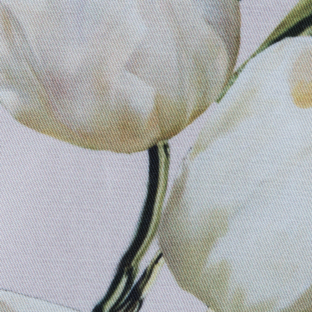 Rosewater and Whisper White Digitally Printed Flowers on a Premium Mikado/Twill Full