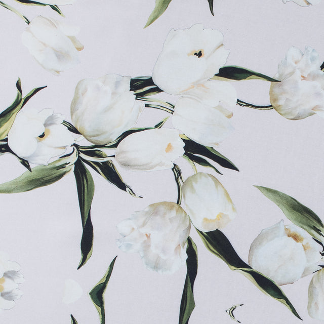 Rosewater and Whisper White Digitally Printed Flowers on a Premium Mikado/Twill