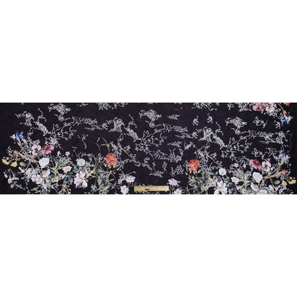 Floral Digitally Printed Butterfly Jacquard with Silver Metallic Embroidery Full