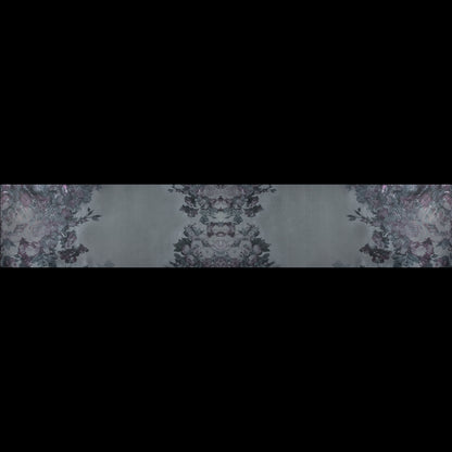 Purple and Silver Floral Printed 3D Organza - Folded