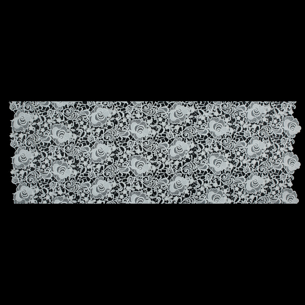All White Floral Embroidered Guipure Lace - Folded