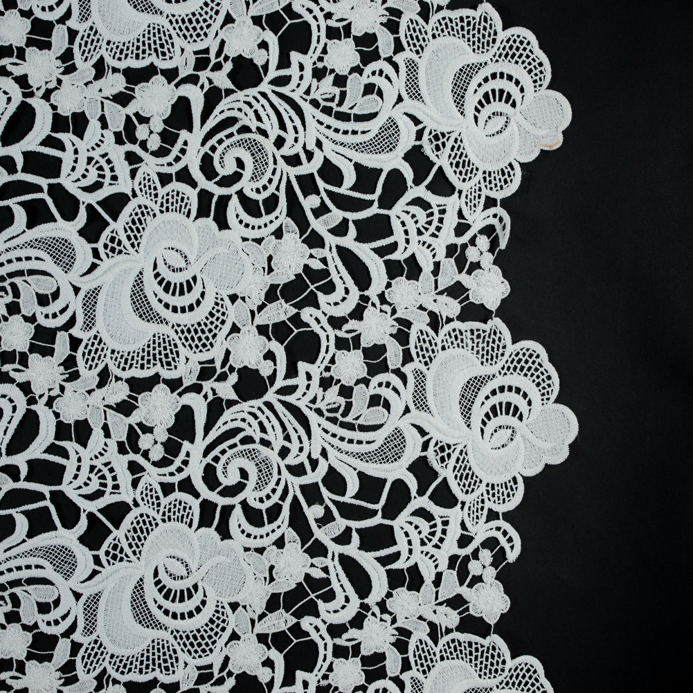 All White Floral Embroidered Guipure Lace