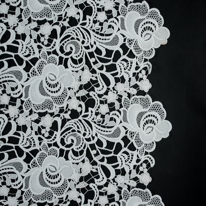 All White Floral Embroidered Guipure Lace