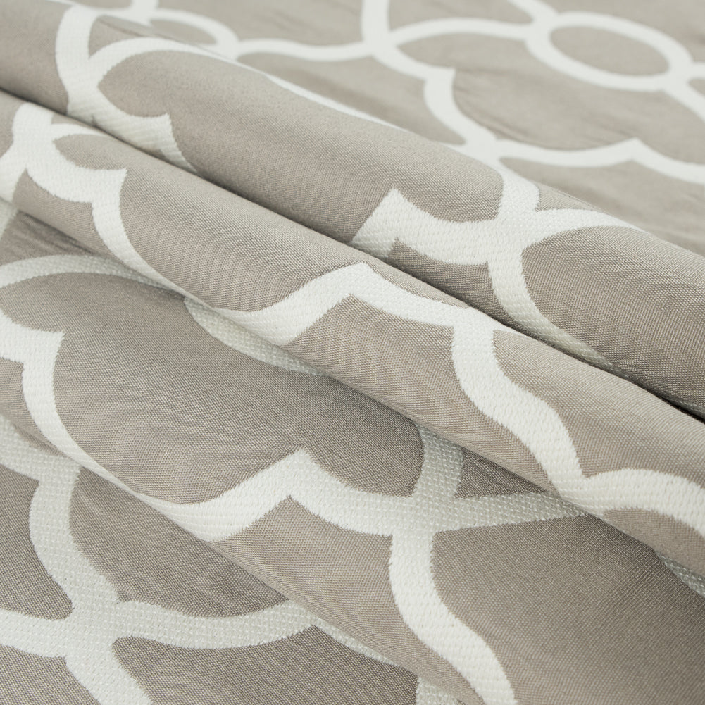 Stone and Off-White Classically Woven Twill Folded