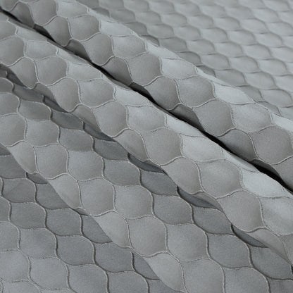 Silver Geometric Embroidered Polyester Satin Folded