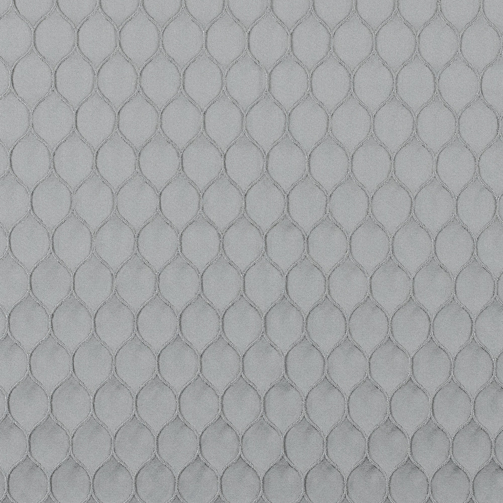 Silver Geometric Embroidered Polyester Satin