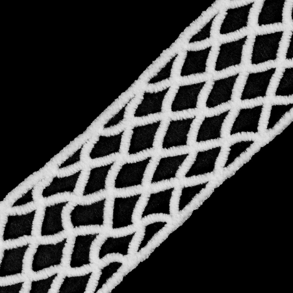 White Criss Cross Chenille Trim - 2 - Detail