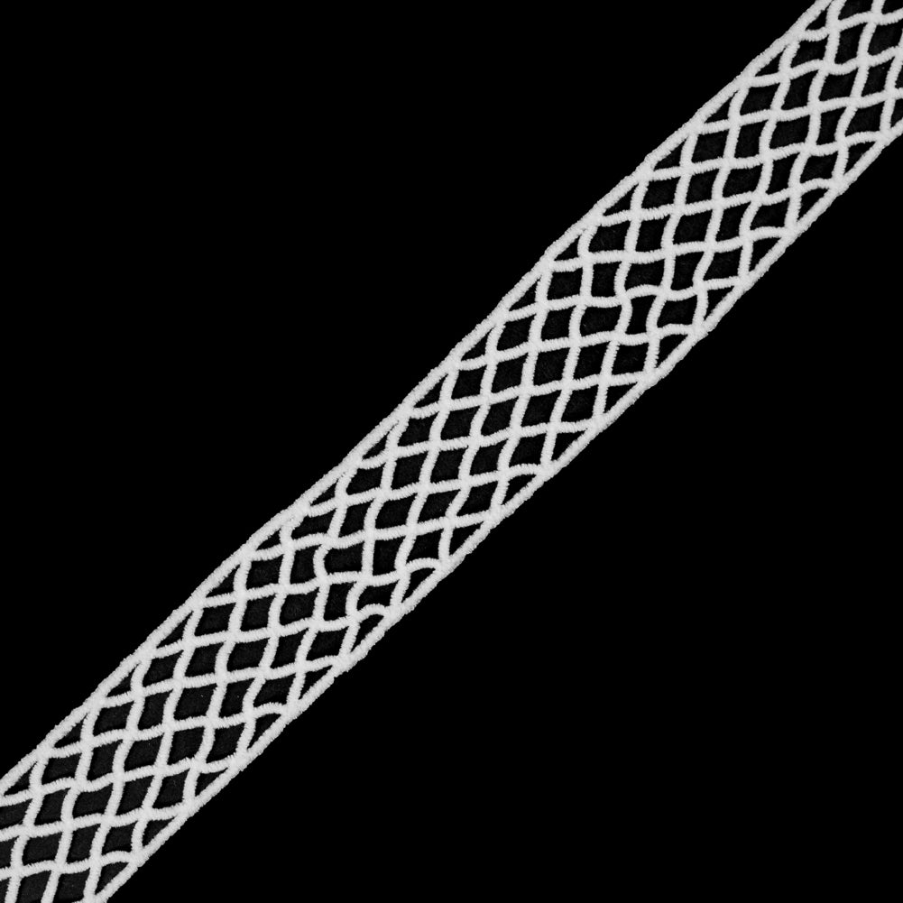 White Criss Cross Chenille Trim - 2