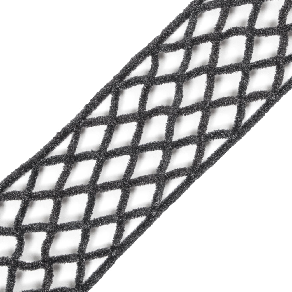 Dark Gray Criss Cross Chenille Trim - 2 - Detail