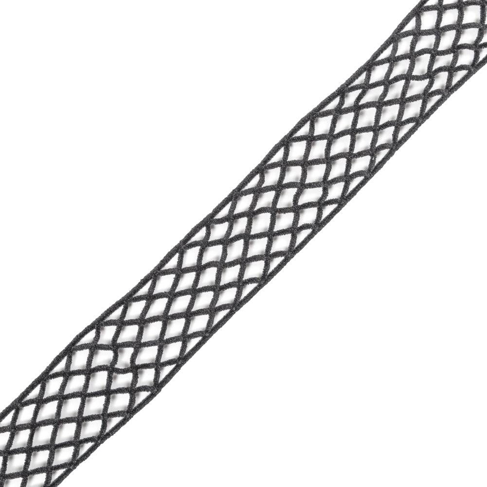 Dark Gray Criss Cross Chenille Trim - 2