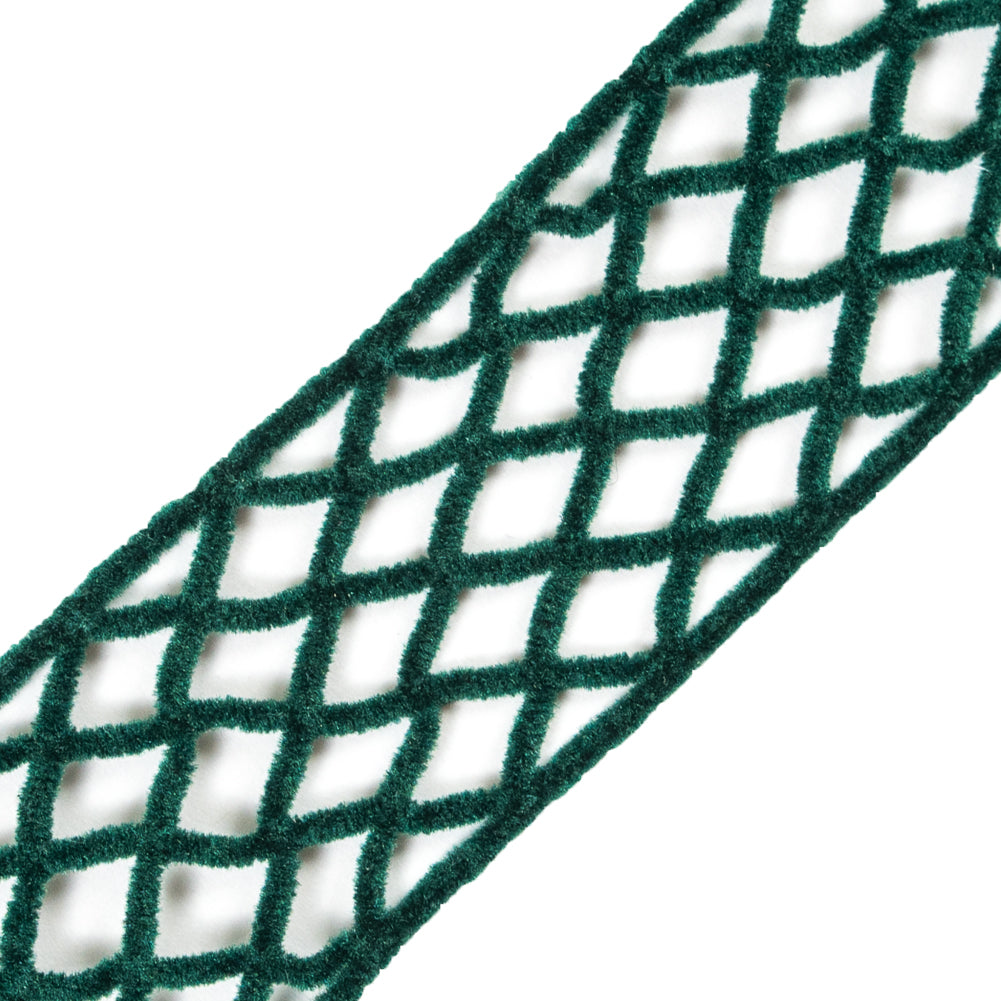 Emerald Criss Cross Chenille Trim - 2" Detail