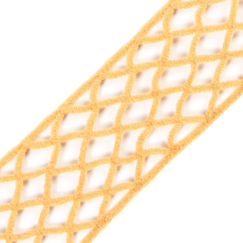 Mustard Criss Cross Chenille Trim - 2" Detail