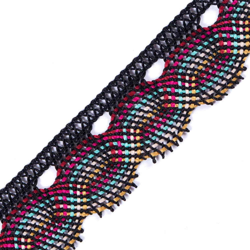 Black Multicolor Crochet Trim - 1 - Detail