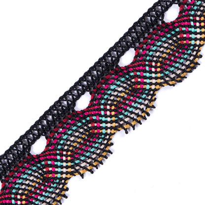 Black Multicolor Crochet Trim - 1 - Detail