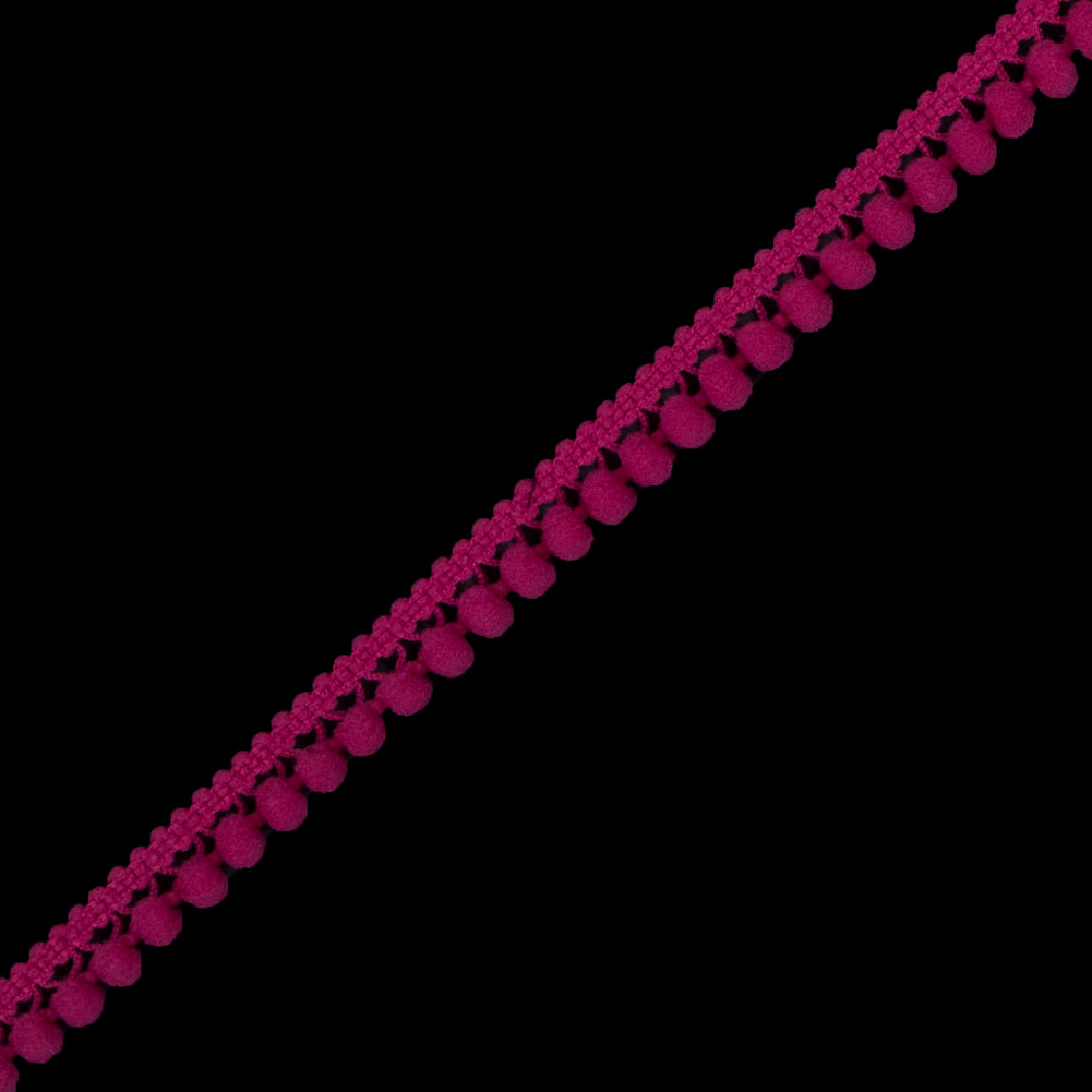 Fuchsia Single Row Mini Pom Pom Trim - Detail