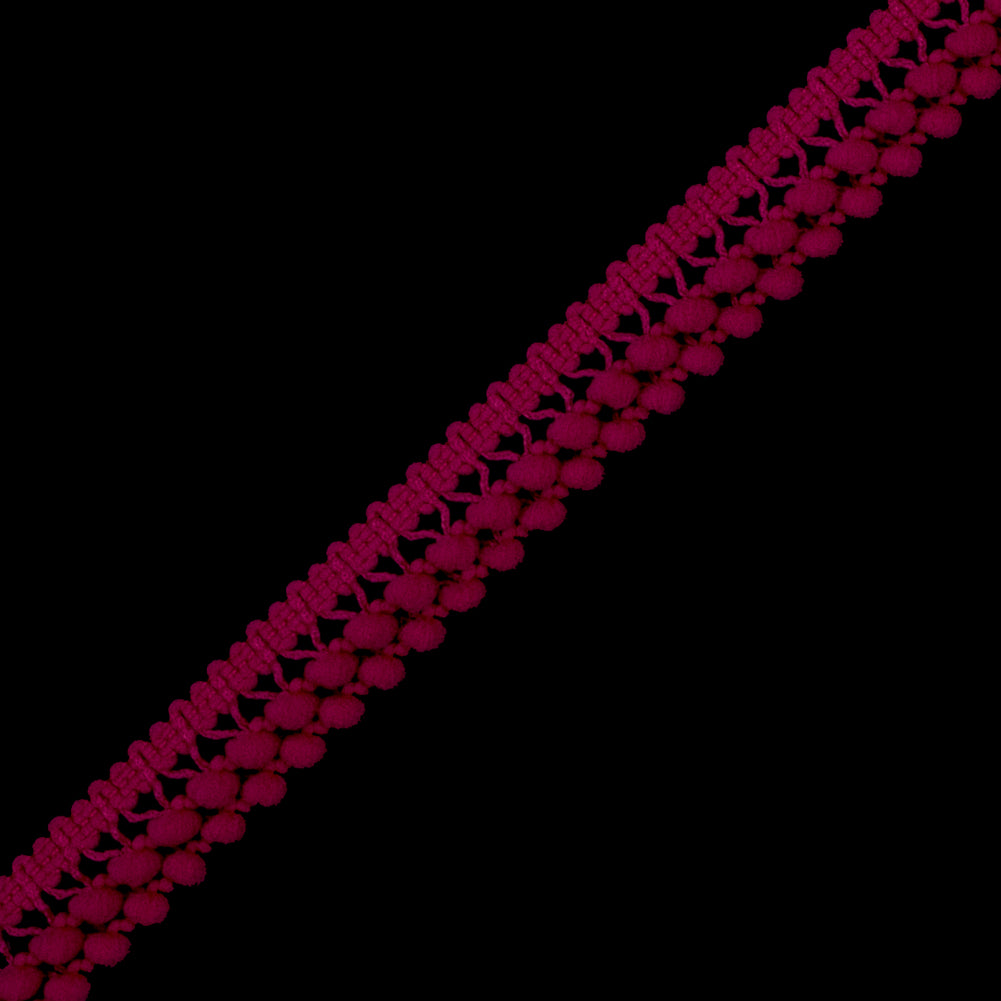Fuchsia Two Row Mini Pom Pom Trim - Detail