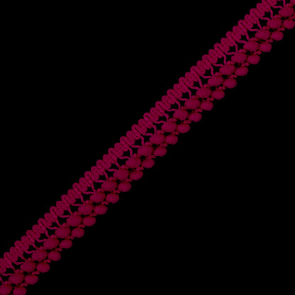 Fuchsia Two Row Mini Pom Pom Trim - Detail