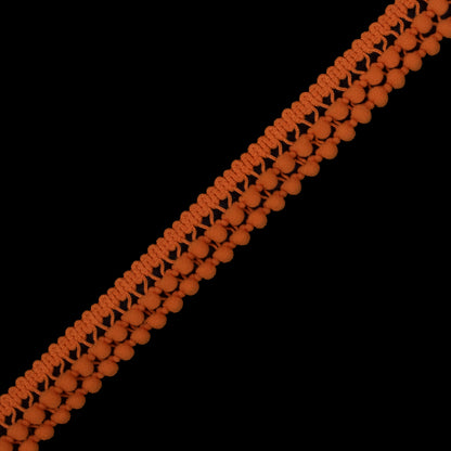 Orange Two Row Mini Pom Pom Trim - Detail