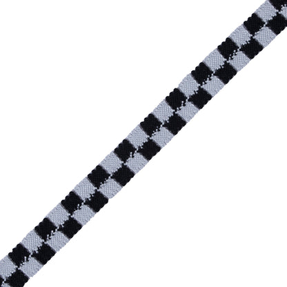 Black and Silver 2 Row Checkered Crochet Trim - 1