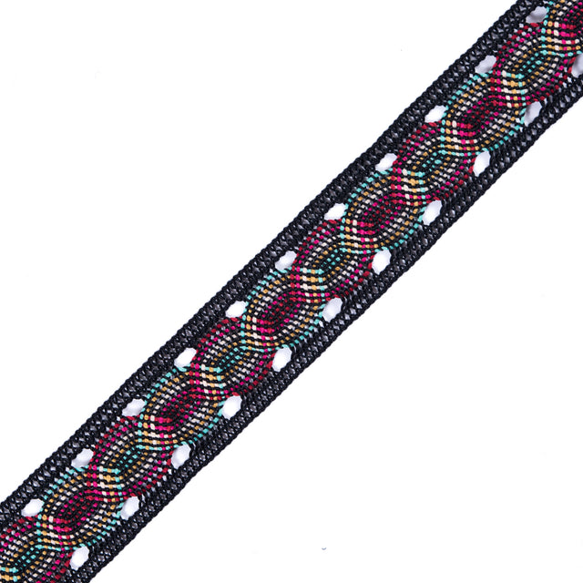 Black Multicolor Crochet Trim - 1.25