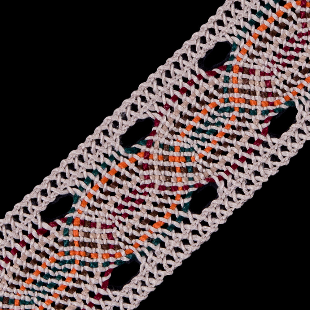 Beige Multicolor Crochet Trim - 1.25" Detail