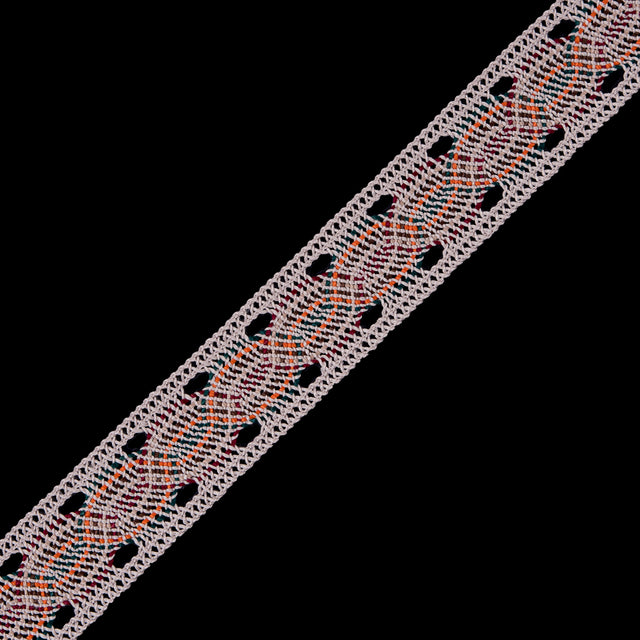 Beige Multicolor Crochet Trim - 1.25"