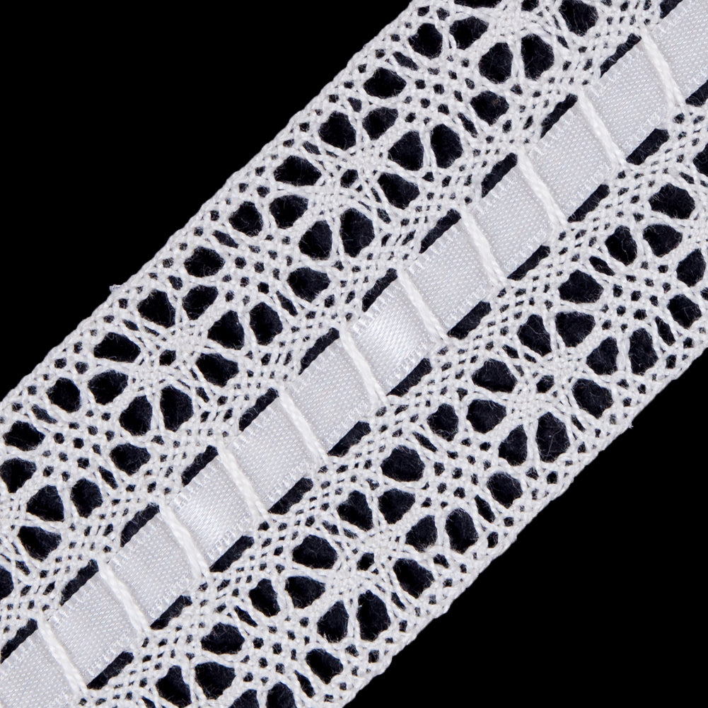 Ivory Crochet Trim with Ribbon Detail- 2 - Detail