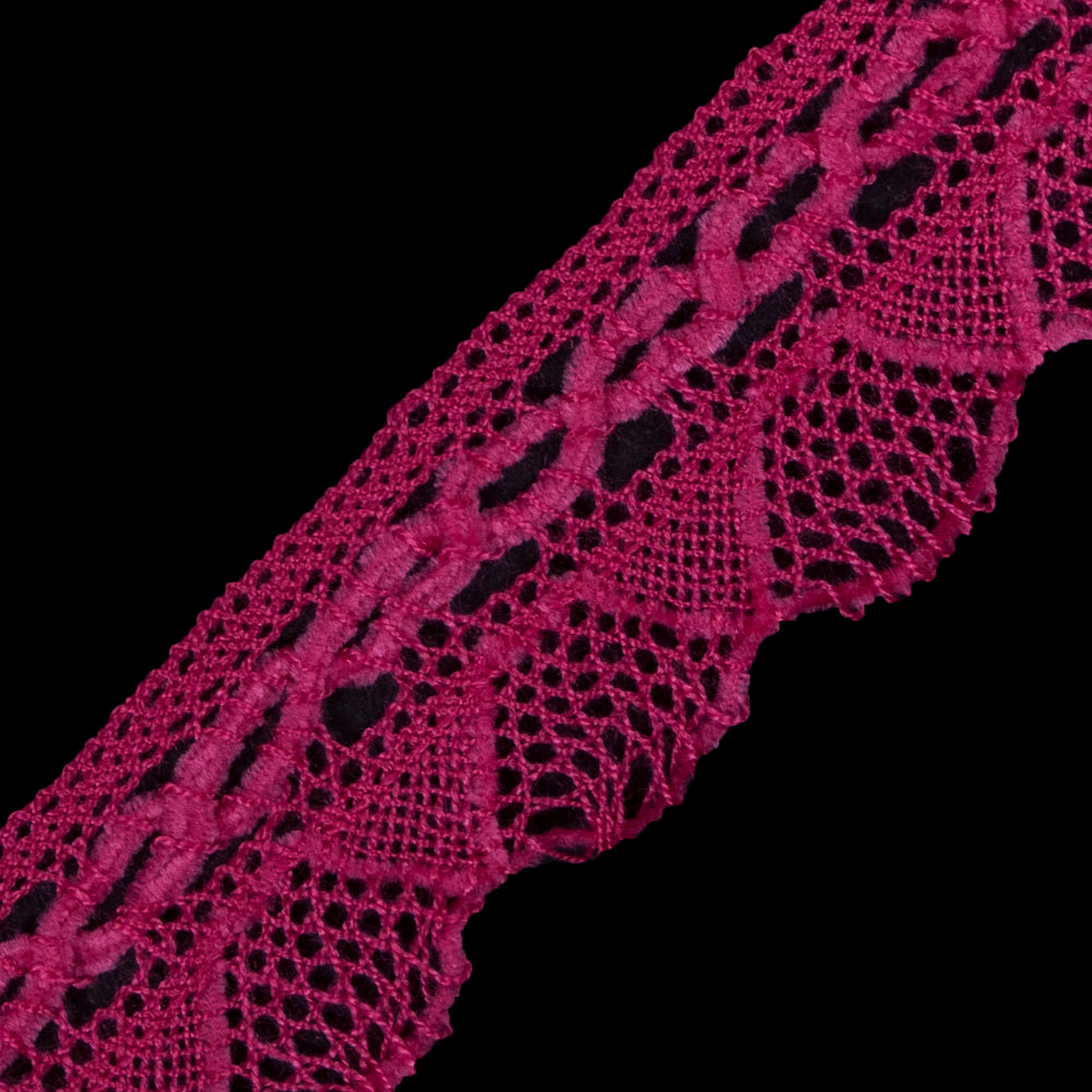 Fuchsia Crochet Chenille Trim - 1.5 - Detail