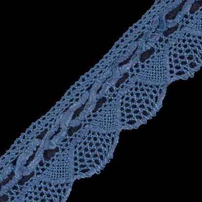 Blue Crochet Chenille Trim - 1.5" Detail