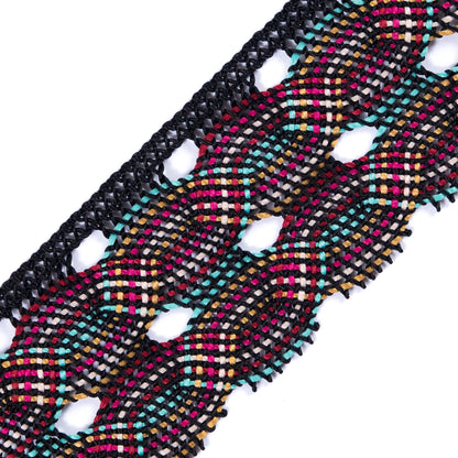 Black Multicolor Crochet Trim - 1.75 - Detail