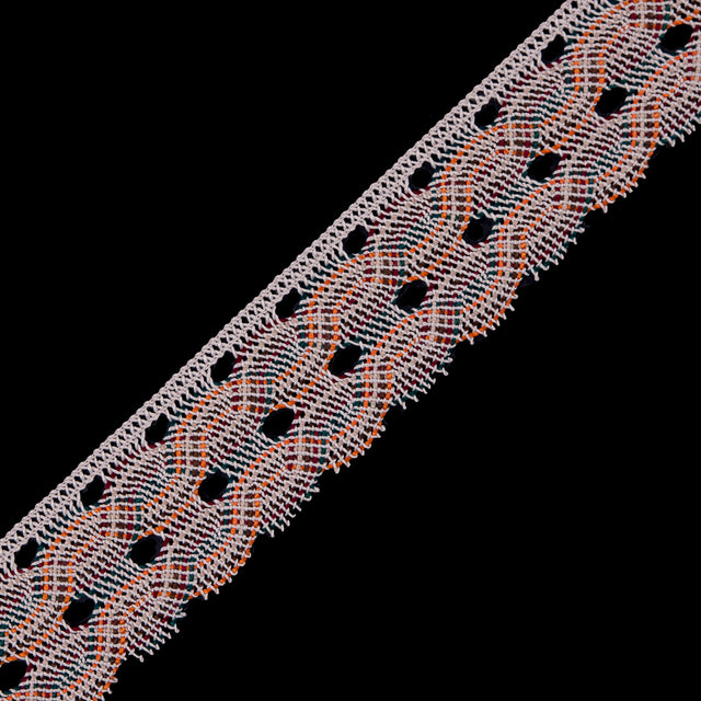 Beige Multicolor Crochet Trim - 1.75